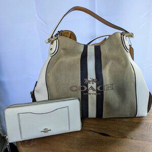 Coach Horse & Carriage Stripe Jacquard/Leather brown Shoulder Bag & Wallet